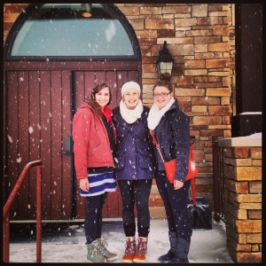 Chloe, Camille, and I outside of the convent we went to visit!